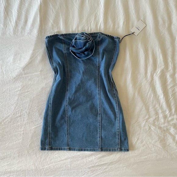 Mini Strapless Denim Dress - Picture 1 of 6